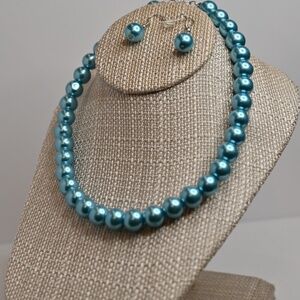 Blue  faux pearl set
